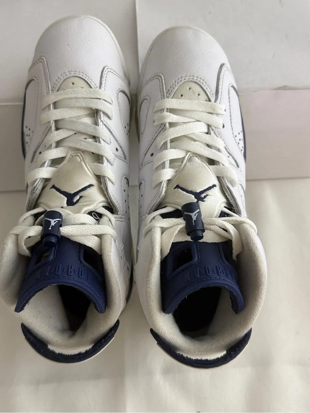 Jordan Air Jordan 6 Retro (GS) White/Blue Leather High Top Sneakers US 6.5Y